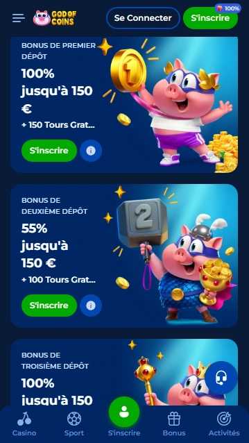 Avis de no Deposit Bonus sur GodOfCoins Casino pour Gagnants
