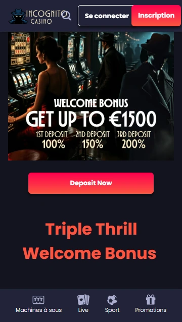 Fiable Incognito-Casino Presente no Deposit Bonus en France
